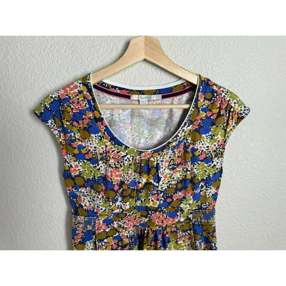 Boden Floral Dress Short Sleeves Size 4 Petite Floral Multicolor Pockets - Picture 6 of 8